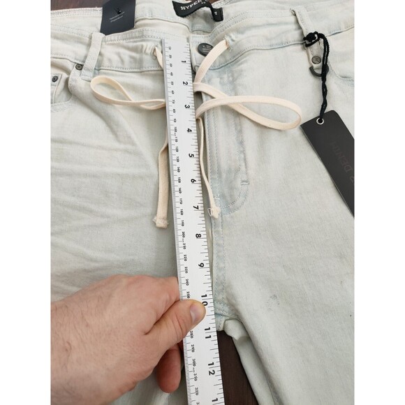 Hyper Denim HD017 White Blue Slim TAPERED Jeans Sz 38x33 Belt loops with D-Ring - Picture 5 of 10